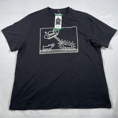 Keith Haring Tee Shirt UFO And Dogs Art Work Graphics Mens Casual Apparel XL