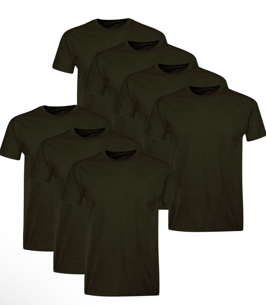 7 Pack Mens Stay-Tucked 100% Cotton Crew T-Shirts Best Undershirts XL Black NEW