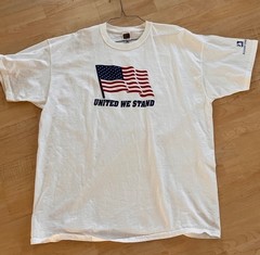 Vintage Y2K American Flag “United We Stand” Tshirt 2XL White Men’s 4th Of July