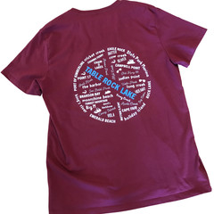 Upcycled Table Rock Lake T-shirt w/ Marinas & Landmarks Graphic, Magenta Size L