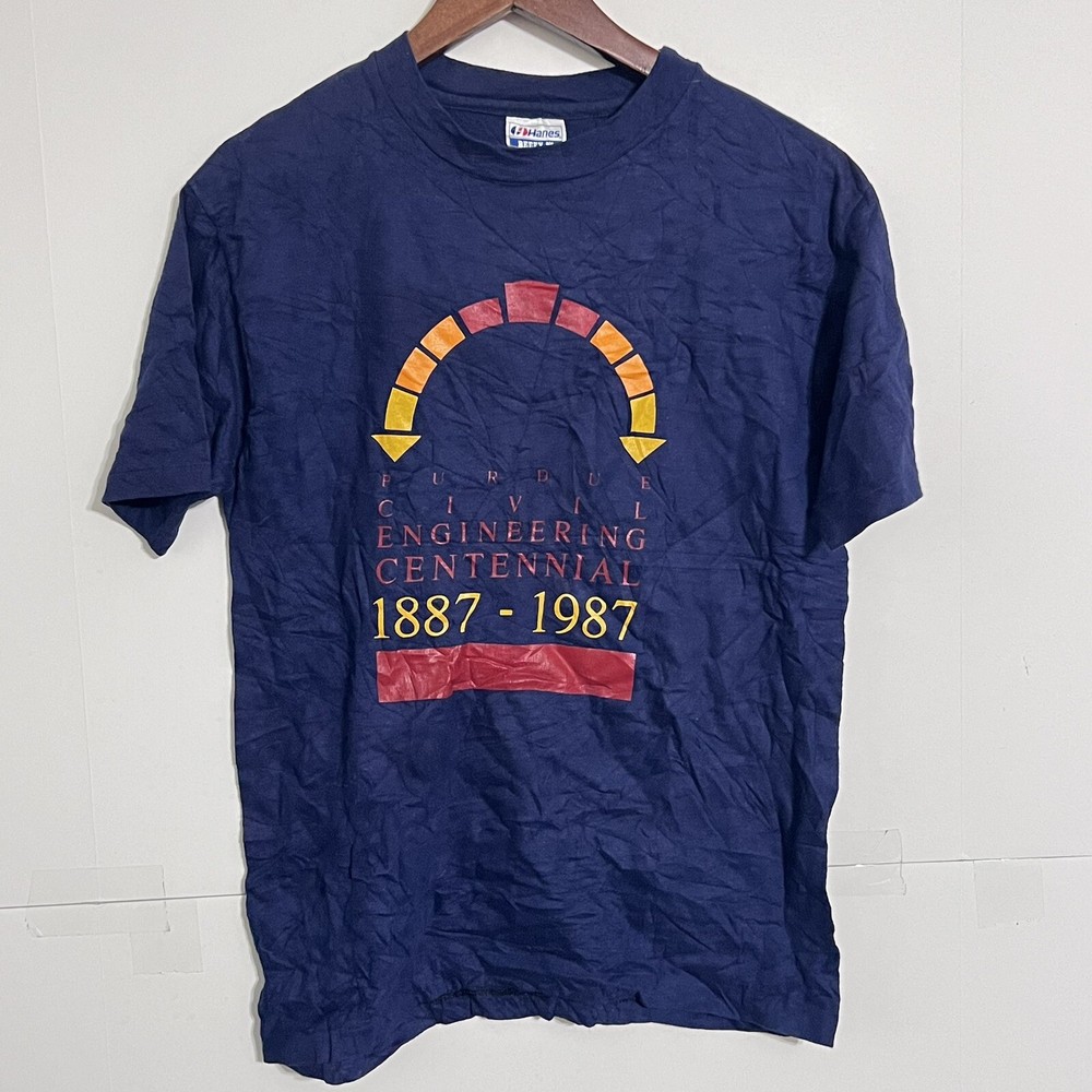 Vintage 87 Hanes Beefy Mens T-Shirt Size M Purdue Civil Engineering 100 Years