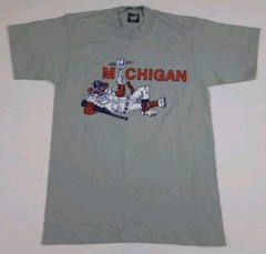 Vintage 80s Michigan District Baseball Team T Shirt Vtg Tigers Sport USA Detroit