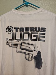 Vintage T Party Taurus Judge White T-shirt Size Large Used As-Is Distressed