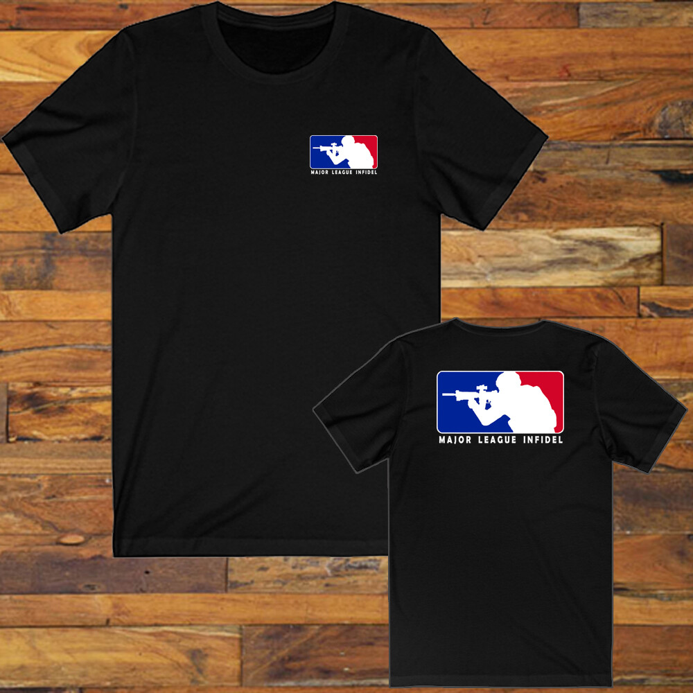 MLI Major League Infidel Shooting Guns Firearms Men’s Black T-Shirt Size S-5XL