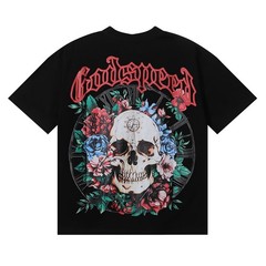 Godspeed Floral Skull Skeleton Vintage Streetwear Graphic Tee T-Shirt