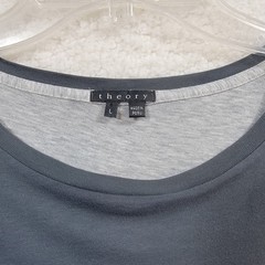 Theory T-Shirt Mens Large Grey Double Layered Cotton Crewneck Short Sleeve