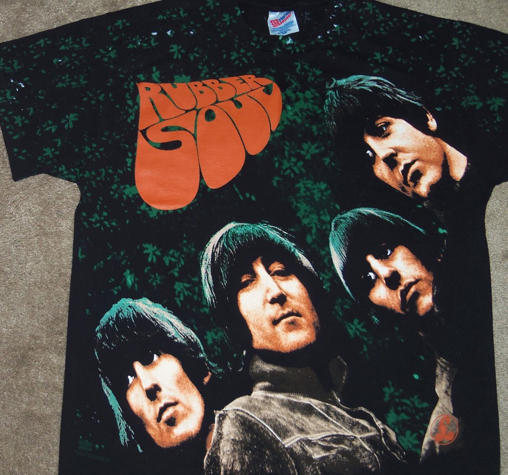 VINTAGE 90’s THE BEATLES RUBBER SOUL HANES ALL OVER PRINT AOP ROCK SHIRT L