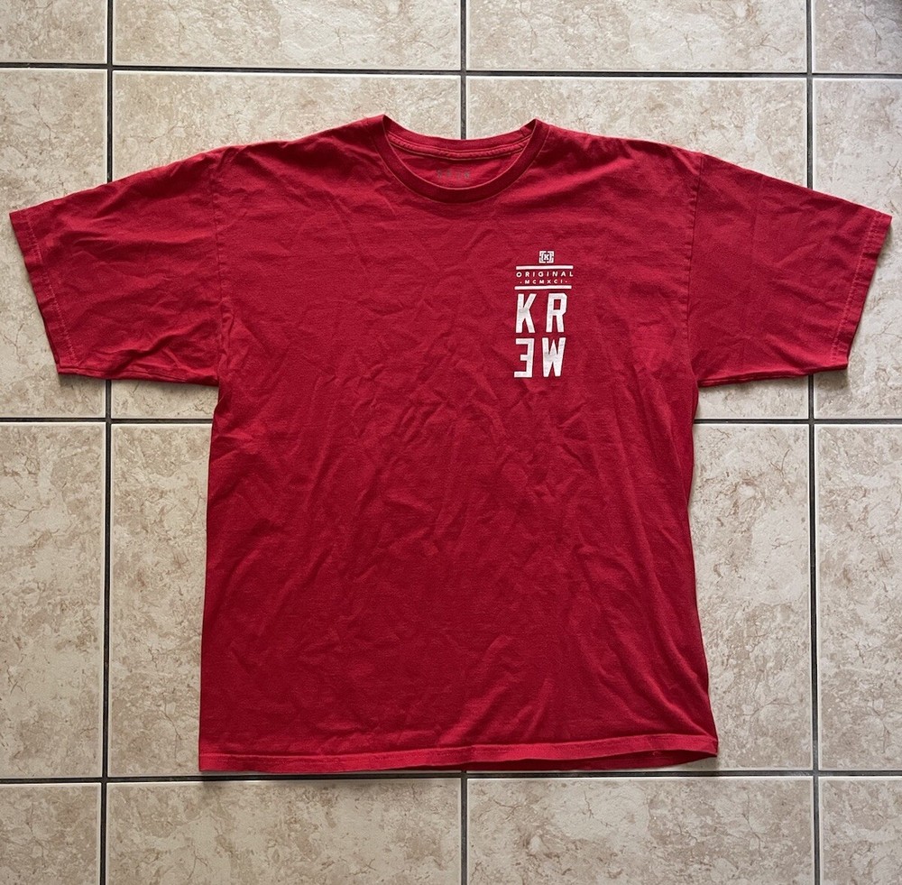 Krew Skateboarding Men’s Short Sleeve T-Shirt XL Red Sports Original Y2K Tee USA