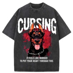 100% Cotton Oversized T-Shirt Doberman Gothic Vintage Streetwear Unisex Tee