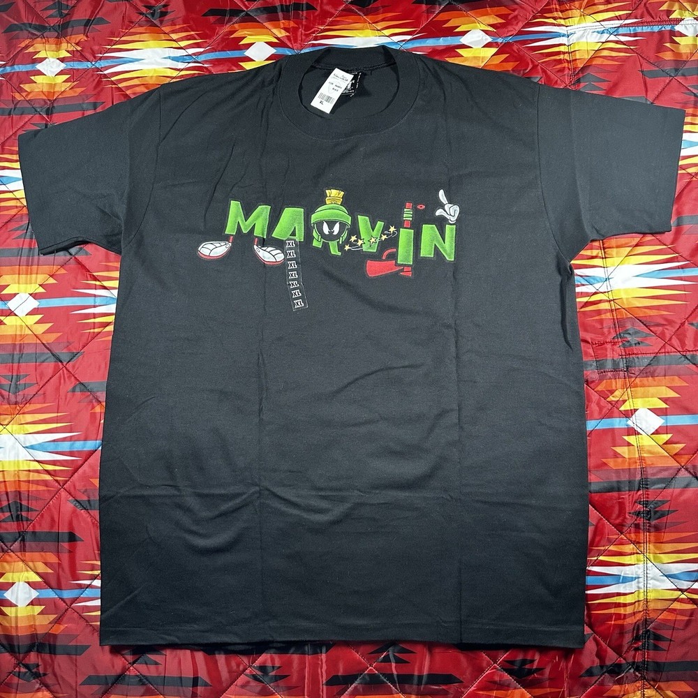 Vintage Warner Bros Marvin the Martian T Shirt XL NWT Single Stitch Black 1990