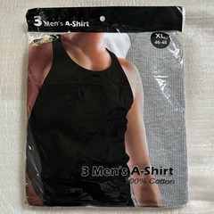 Pack of 3 Mens A-Shirt 100% Cotton Black, White, Grey Size: XL