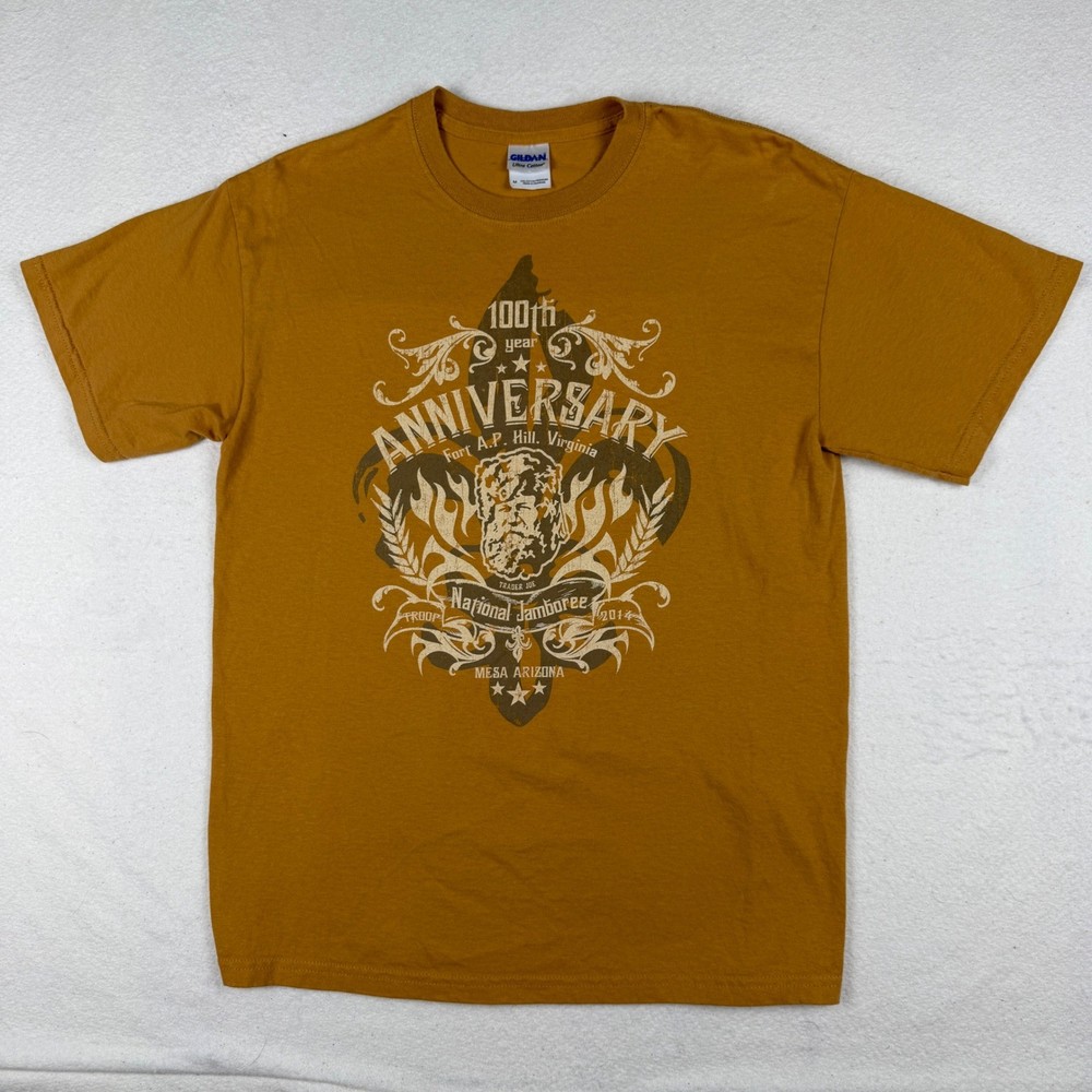 Gildan 100th Anniversary National Jamboree 2014 T-Shirt Mens Medium Yellow Mesa