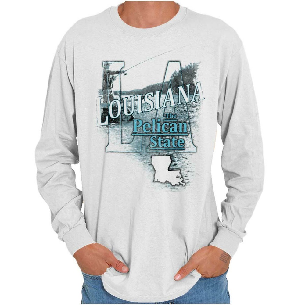 Louisiana Fishing Souvenir Travel LA Tourist Long Sleeve Tshirt Tee for Adults