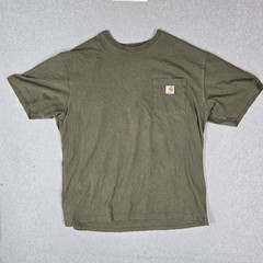 Carhartt Men Shirt XL Green K87 Iconic Pocket Original Fit Heavyweight Crew Neck