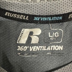 Russell T-Shirt Mens Size L Grey 360 Ventilation Athletic Graphic Mesh Gym Top