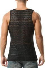Rexcyril Men’s Mesh Sleeveless See Through Stringer Tank Top Muscle Tee Size S