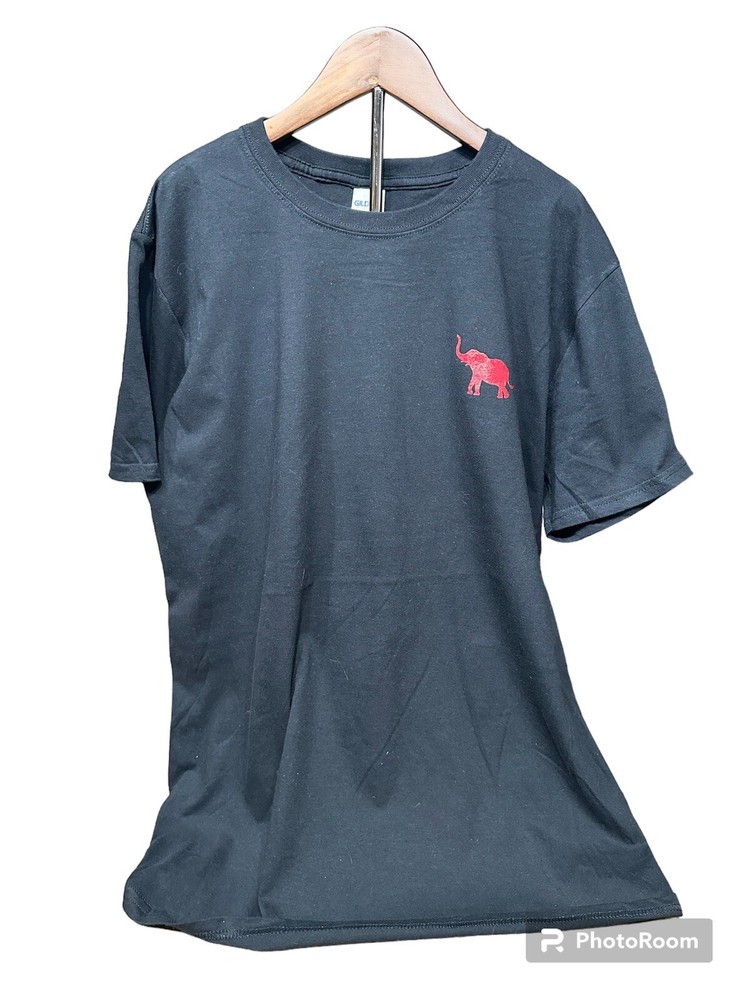 Gildan Ring Spun Cotton Crimson Elephant Logo Black T-Shirt Soft & Comfy New!