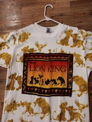 Vtg The Lion King Disney T-Shirt Size OSFM All Over Print 90s (Back Is Plain)