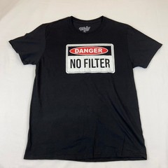 Tee Luv T-Shirt Mens Large Black Danger No Filter Graphic Short Sleeve Cotton