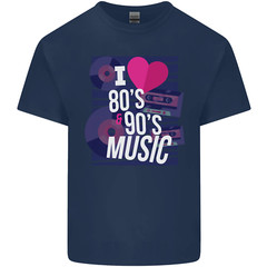 I Love 80s 90s Music Pop Rock Acid House Mens Cotton T-Shirt Tee Top