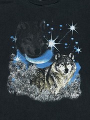 Vintage TNT Wolf T Shirt 2XL Wolves Crescent Moon Stars Graphic Nature 90s Y2K