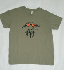 Donkey / Goat with Sunglasses Green T-Shirt SOL’S REGENT Size L 100% Cotton
