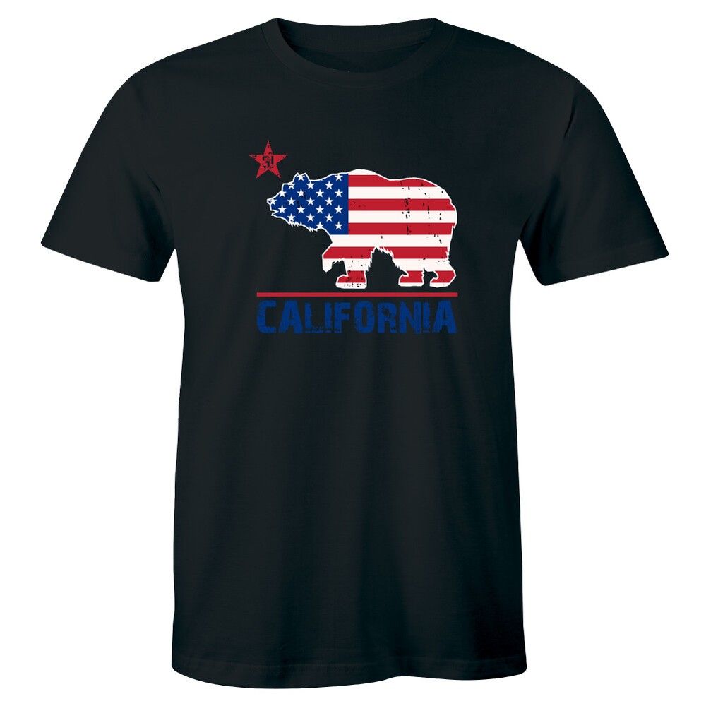 Distressed California Republic Flag T-Shirt Cali US Flag July 4 Men’s Tee Shirt