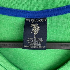 US Polo Assn Mens V-Neck T-Shirt Green Heather Short Sleeve Logo St. Patricks L