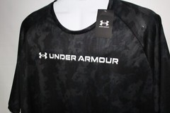 UNDER ARMOUR BLACK LOOSE FIT CAMO PERFORMANCE S/S T-SHIRT SZ: LT NWT