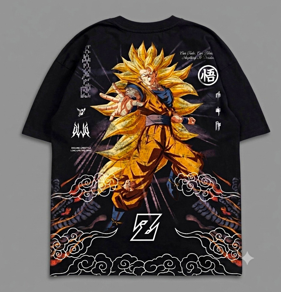 DechireSon Goku SSJ3 Dragon Ball Z 1 OUT OF 500 Black Graphic Tee Men’s XL