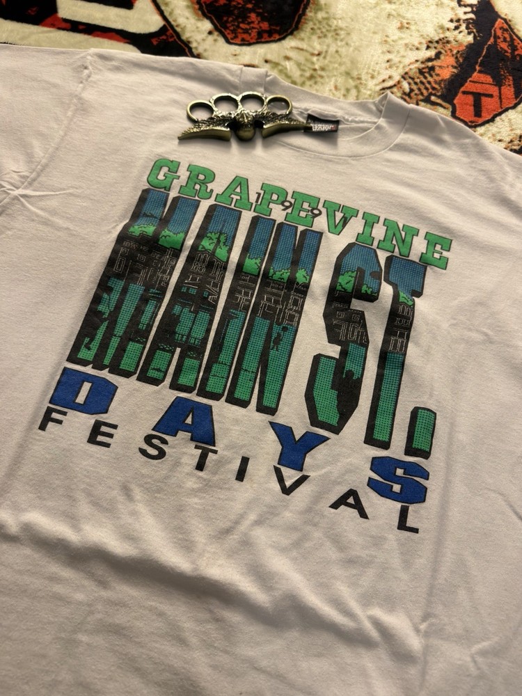 Screen Stars Best Grapevine Main St. Days Festival Graphic White Men’s XL Tee