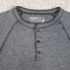 Faherty Cloud Cotton Henley Shirt Mens (M) Gray Long Sleeve Pima Modal