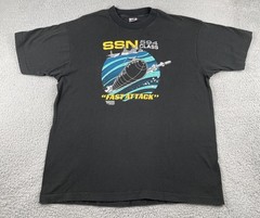 Vtg FOTL Adult XL Black Shirt SSN 594 Class Nuclear Powered Submarine 1991 USA