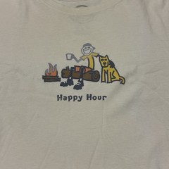 Life Is Good Happy Hour Camping Dog T Shirt Mens XL Cream