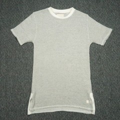 Kith Shirt Mens Extra Small Gray Beige Short Sleeve Knit Crew Long Length