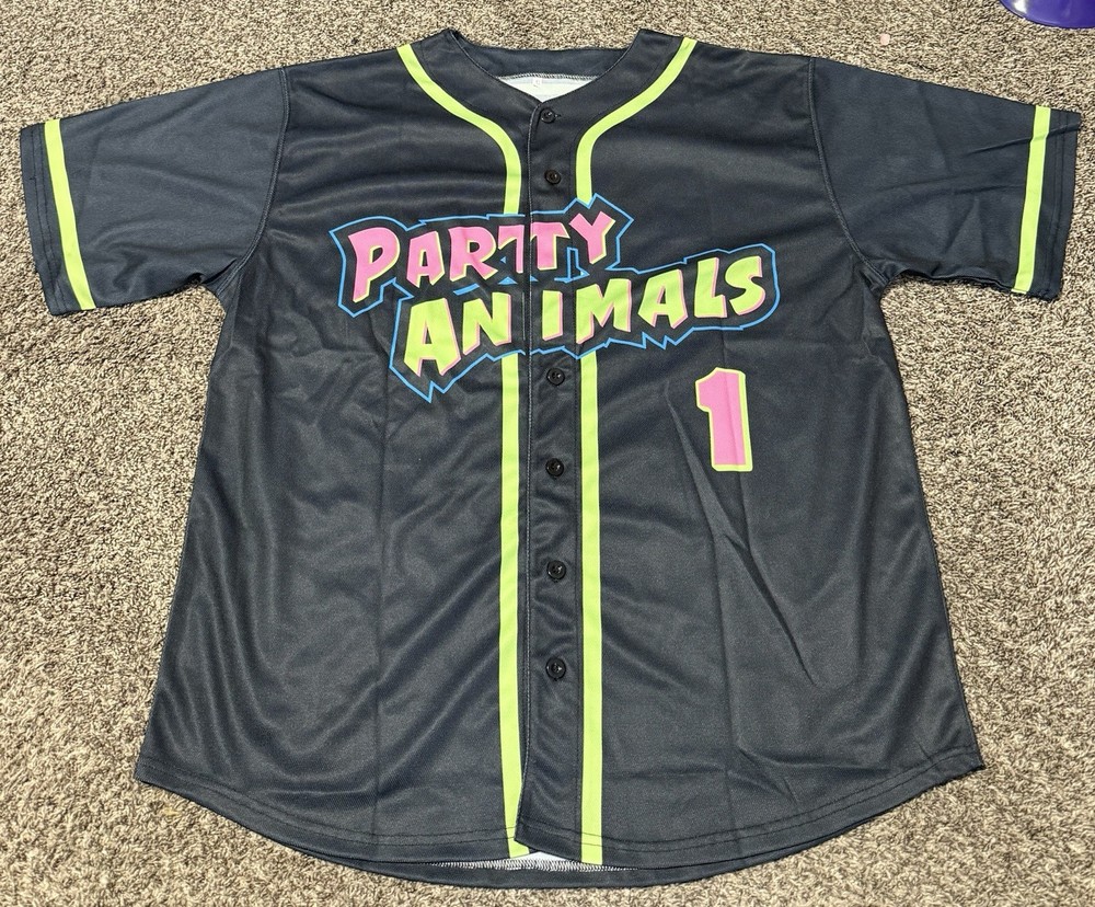 NEW Party Animals Baseball Jersey Black Savannah Bananas #1 Men’s XL