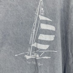 Ba-Hui Men XXL Blue Mineral Wash Graphic T-Shirt Cotton Sailboat Nautical Spain