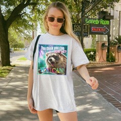 Funny Y2K Raccoon Distresed T-shirt, You Think You Can Hurt Me Unisex Tee