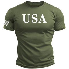 USA T-Shirt – President Trump style with USA Sleeve Flag maga America 2a S-2X