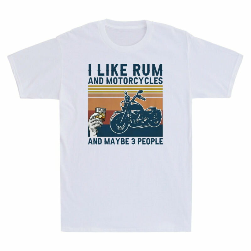 I Like Rum And Motorcycles And Maybe 3 People Funny Gift Vintage Men’s T-Shirt