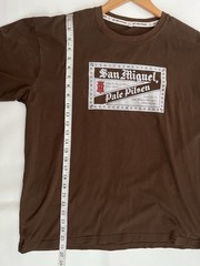 San Miguel Pale Pilsen Beer Top Mens L Brown Graphic Logo Casual Vintage Style