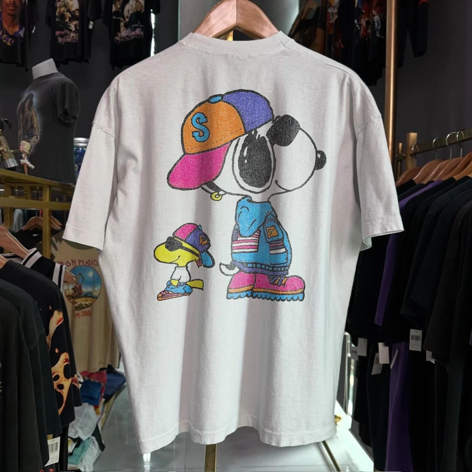 90s SNOOPY & WOODSTOCK Hip Hop White Unisex T shirt Reprint S-5XL