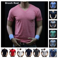 Mens V-Neck T-Shirt Slim fit Casual Muscle Fashion Casual GYM Fitness Active Tee