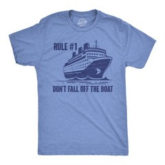 Mens Funny T Shirts Rule Number 1 Dont Fall Off The Boat Sarcastic Cruise