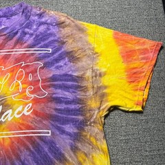 Vintage Tie Dye Pizza Place T Shirt Mens XL Purple Red Yellow Spiral Colortone