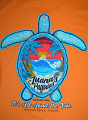 Juana’s Pagodas & Sailors’ Grill Tee Shirt Bright Orange Navarre Florida Size Lg
