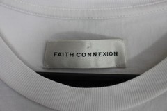 Faith Connexion Mens XS White Elongated Tie Lace T-Shirt K662