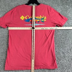 Columbia Shirt Mens L Red Yellow Fishing Short Sleeve Cotton Casual Outdoors*