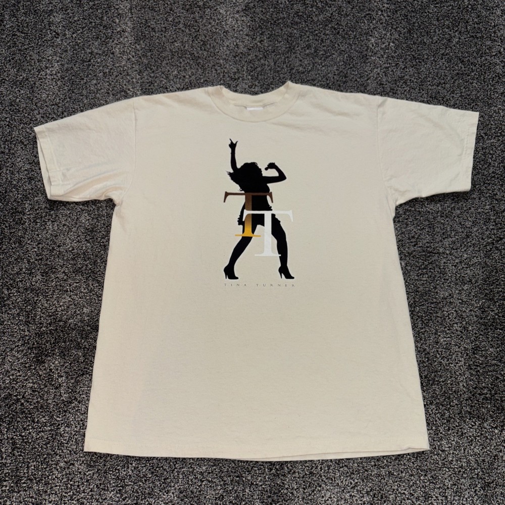 Vintage Tina Turner T-Shirt White Size Large Light Tan Anvil Tag Music 90’s