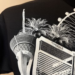 Las Vegas “City Of Lights” AOP T-Shirt Adult L Black & White All Over Print Y2K